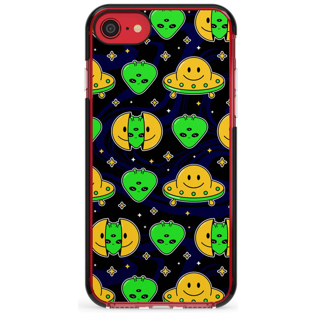 Alien Head Pattern Black Impact Phone Case for iPhone SE 8 7 Plus