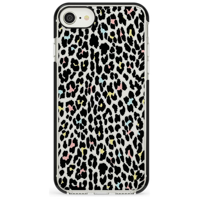 Mixed Pastels Leopard Print - Transparent Black Impact Phone Case for iPhone SE 8 7 Plus