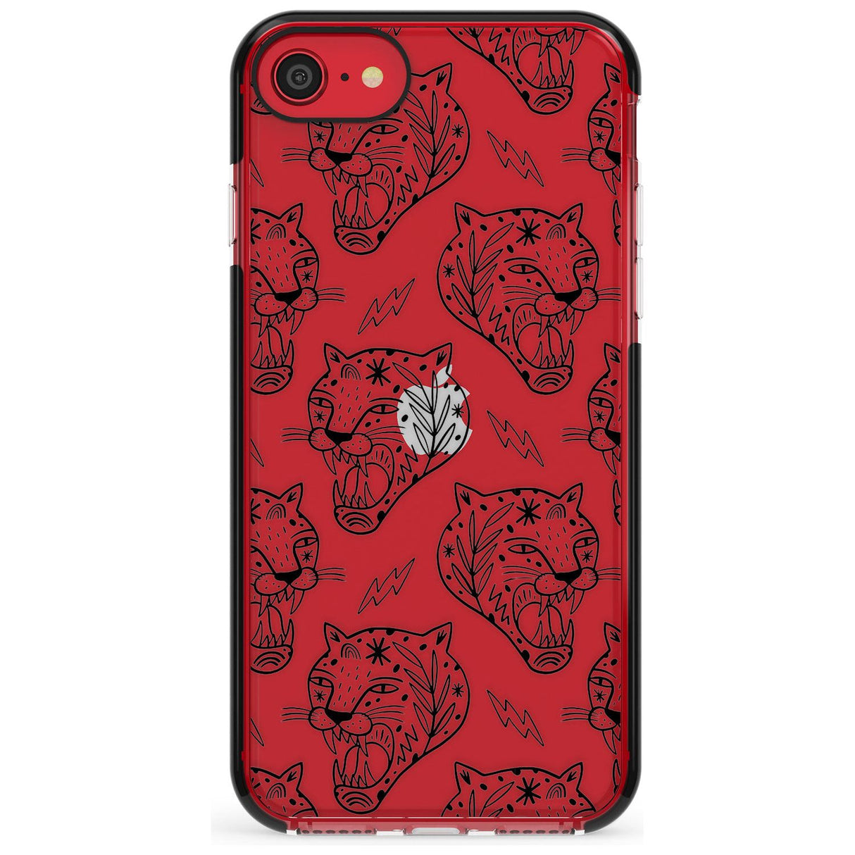 Black Tiger Roar Pattern Black Impact Phone Case for iPhone SE 8 7 Plus