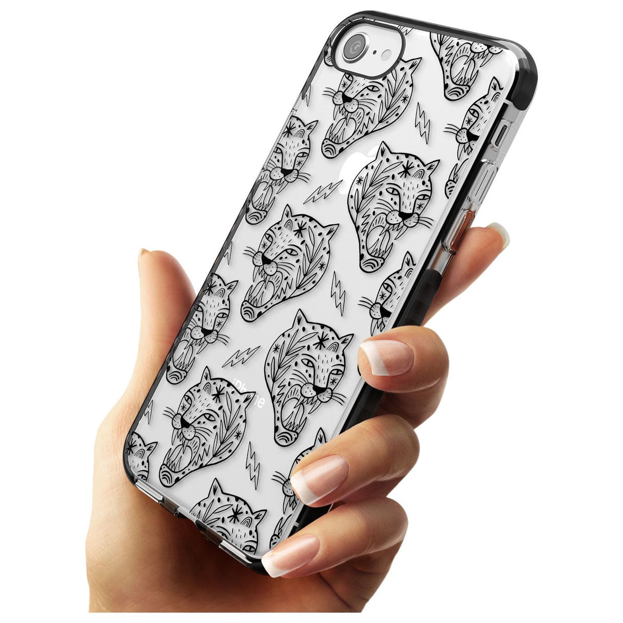 Black Tiger Roar Pattern Black Impact Phone Case for iPhone SE 8 7 Plus