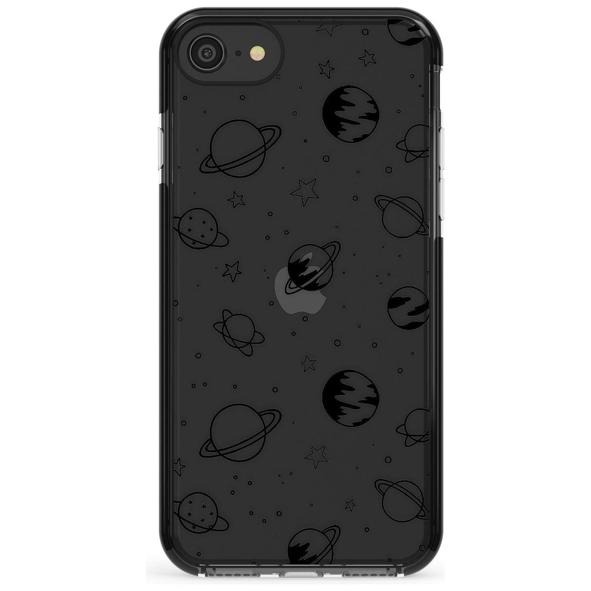 Outer Space Outlines: Black on Clear Pink Fade Impact Phone Case for iPhone SE 8 7 Plus