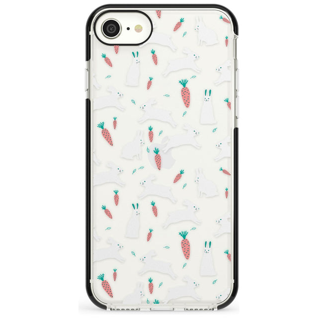 White Bunnies and Carrots Black Impact Phone Case for iPhone SE 8 7 Plus