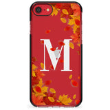 Personalised Monogram Autumn Leaves Black Impact Phone Case for iPhone SE 8 7 Plus