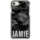 Horizontal Name Personalised Black Camouflage Black Impact Phone Case for iPhone SE 8 7 Plus