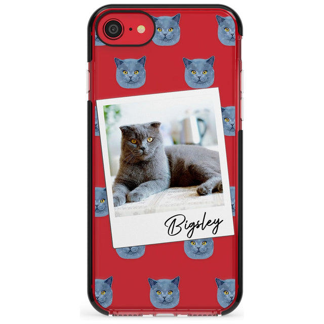 Personalised English Blue Cat Photo Black Impact Phone Case for iPhone SE 8 7 Plus