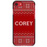 Personalised Red Christmas Knitted Jumper Black Impact Phone Case for iPhone SE 8 7 Plus