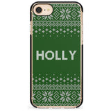 Personalised Green Christmas Knitted Jumper Black Impact Phone Case for iPhone SE 8 7 Plus