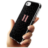 Small Pink Leopard Monogram Black Impact Phone Case for iPhone SE 8 7 Plus