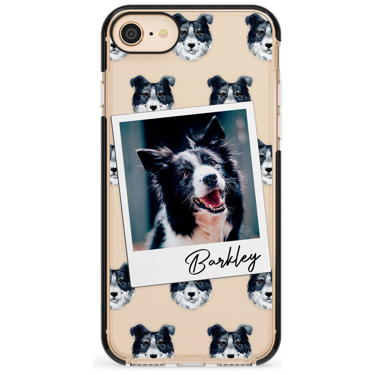 Border Collie - Custom Dog Photo Pink Fade Impact Phone Case for iPhone SE 8 7 Plus