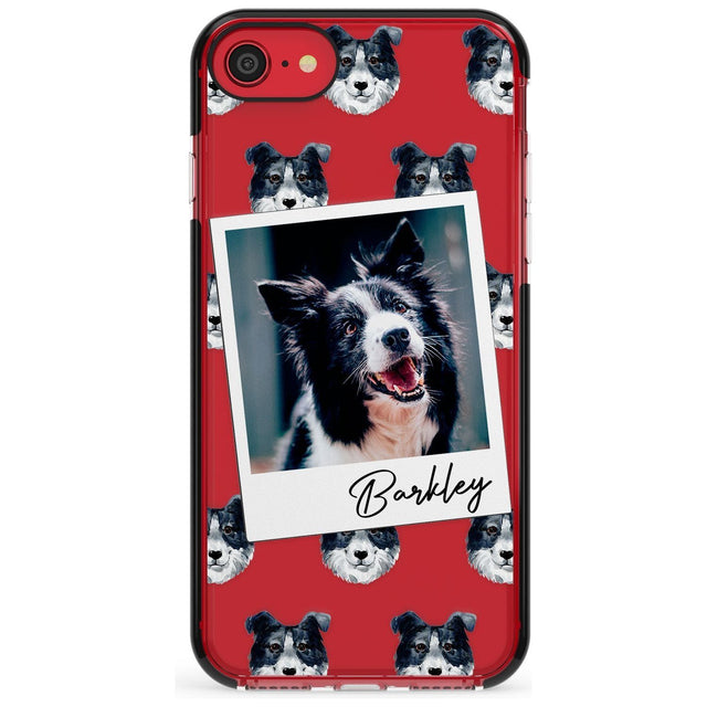 Border Collie - Custom Dog Photo Pink Fade Impact Phone Case for iPhone SE 8 7 Plus