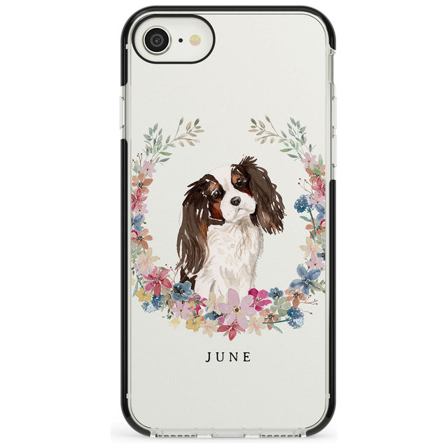 Tri Coloured King Charles Watercolour Dog Portrait Black Impact Phone Case for iPhone SE 8 7 Plus