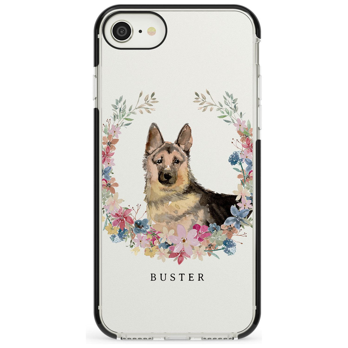 German Shepherd - Watercolour Dog Portrait Black Impact Phone Case for iPhone SE 8 7 Plus