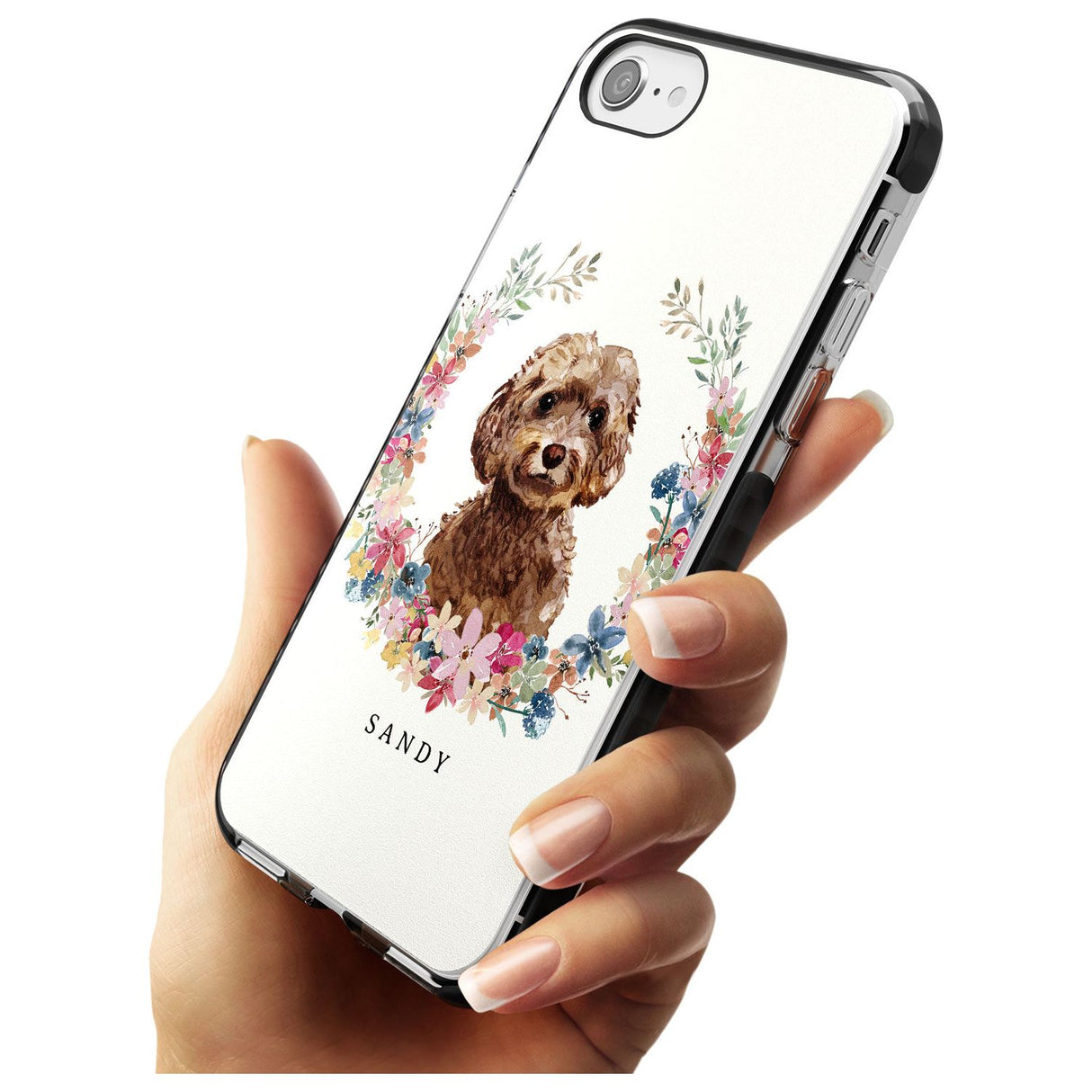 Brown Cockapoo - Watercolour Dog Portrait Black Impact Phone Case for iPhone SE 8 7 Plus