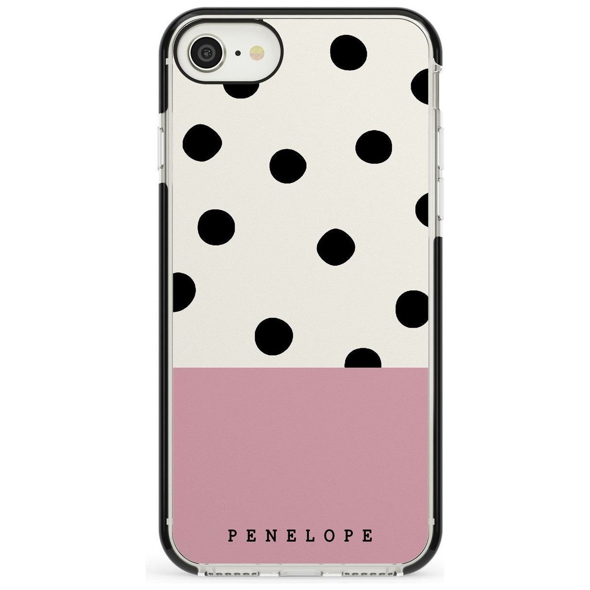 Pink Border Polka Dot iPhone Case  Black Impact Custom Phone Case - Case Warehouse