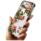 Custom Clear Vintage Floral Pink Garden Roses Black Impact Phone Case for iPhone SE 8 7 Plus