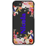 Custom Text with Floral Borders Pink Fade Impact Phone Case for iPhone SE 8 7 Plus