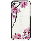 Cherry Blossoms with Custom Text Pink Fade Impact Phone Case for iPhone SE 8 7 Plus