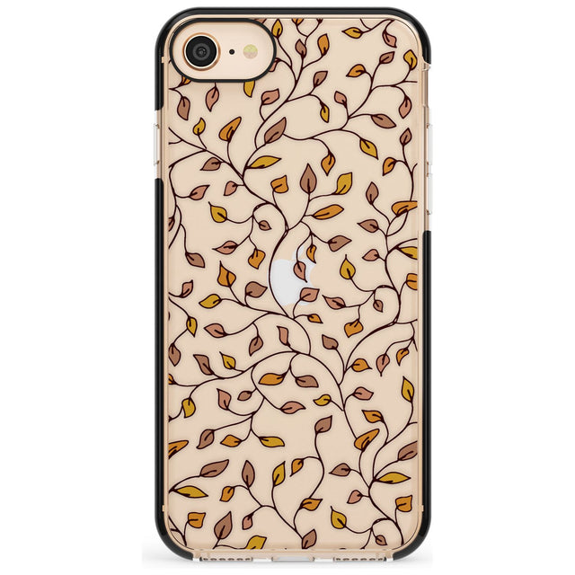 Personalised Autumn Leaves Pattern Black Impact Phone Case for iPhone SE 8 7 Plus