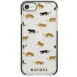 Personalised Jaguar Pattern on Transparent Black Impact Phone Case for iPhone SE 8 7 Plus