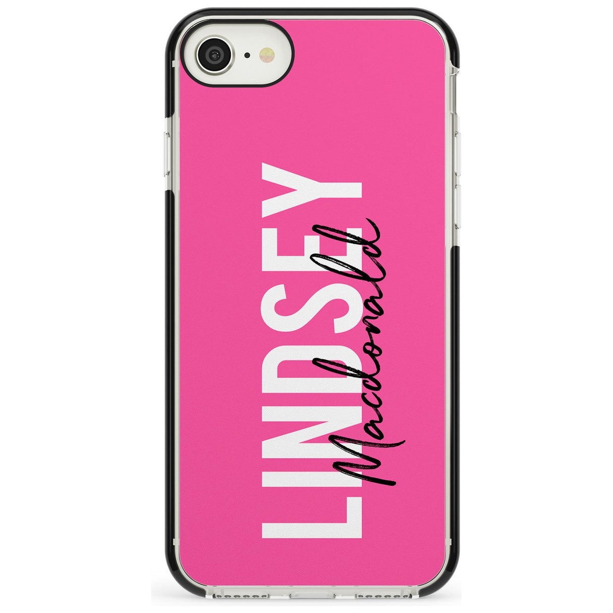 Bold Custom Name: Pink Black Impact Phone Case for iPhone SE 8 7 Plus