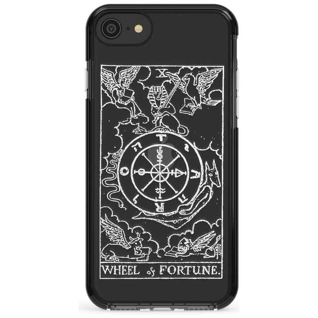 Wheel of Fortune Tarot Card - White Transparent Pink Fade Impact Phone Case for iPhone SE 8 7 Plus