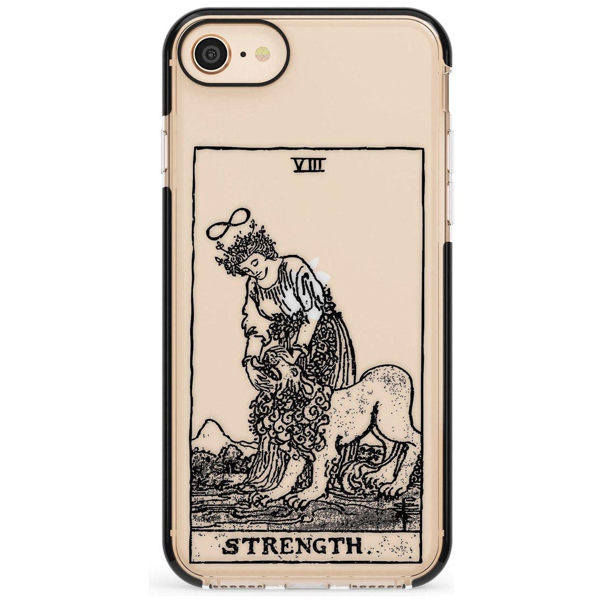 Strength Tarot Card - Transparent Pink Fade Impact Phone Case for iPhone SE 8 7 Plus