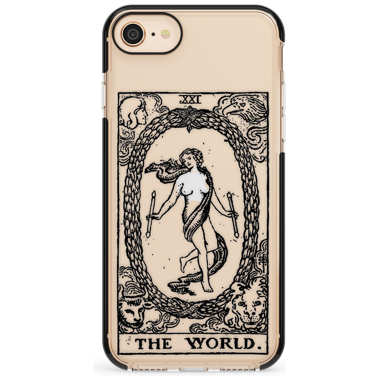 The World Tarot Card - Transparent Pink Fade Impact Phone Case for iPhone SE 8 7 Plus