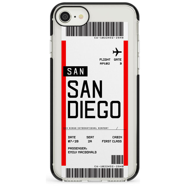 San Diego Boarding Pass iPhone Case  Black Impact Custom Phone Case - Case Warehouse