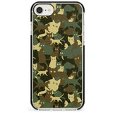 Forest Green Cat Camouflage Pattern Black Impact Phone Case for iPhone SE 8 7 Plus