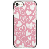 Chalk Hearts Black Impact Phone Case for iPhone SE 8 7 Plus