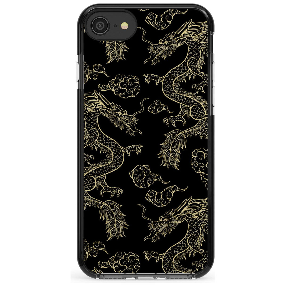 Black and Gold Dragon Pattern Black Impact Phone Case for iPhone SE 8 7 Plus