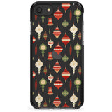 Christmas Baubles Pattern Black Impact Phone Case for iPhone SE 8 7 Plus