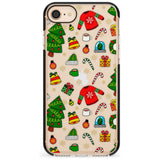 Christmas Mixture Pattern Black Impact Phone Case for iPhone SE 8 7 Plus