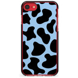 Blue and Black Cow Print Black Impact Phone Case for iPhone SE 8 7 Plus