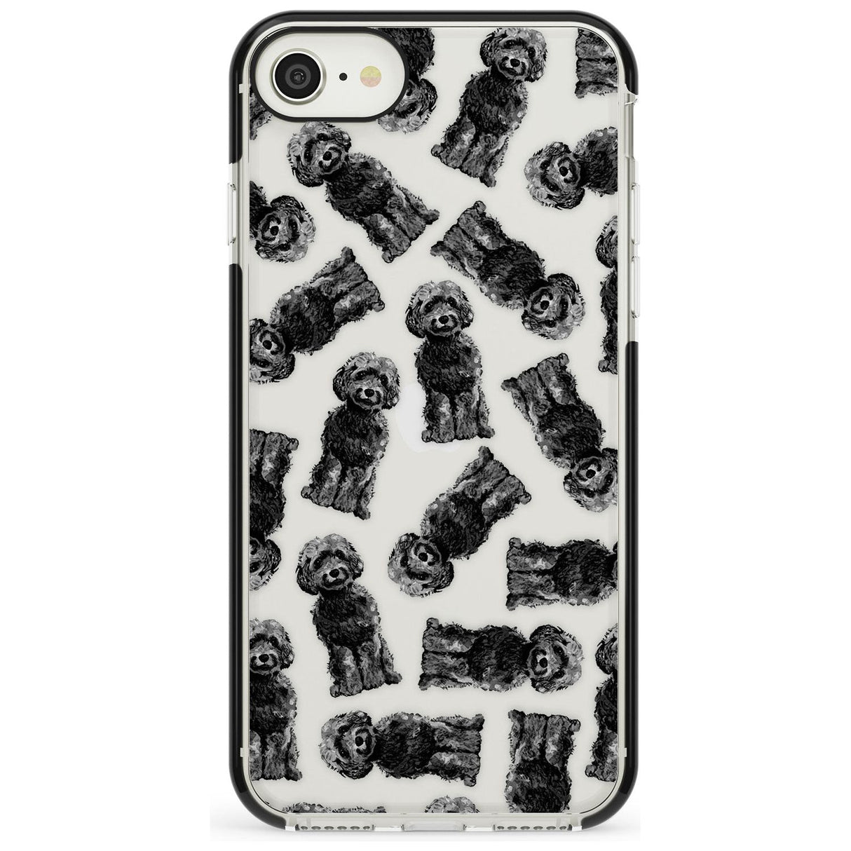 Cockapoo (Black) Watercolour Dog Pattern Black Impact Phone Case for iPhone SE 8 7 Plus