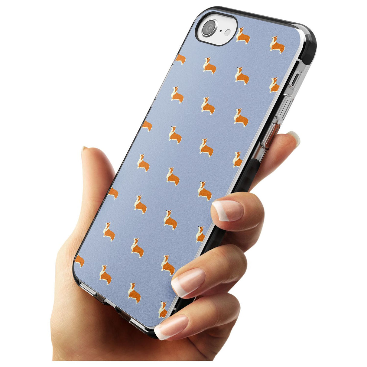 Pembroke Welsh Corgi Dog Pattern Black Impact Phone Case for iPhone SE 8 7 Plus