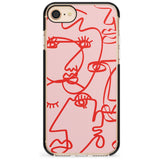 Continuous Line Faces: Red on Pink Pink Fade Impact Phone Case for iPhone SE 8 7 Plus