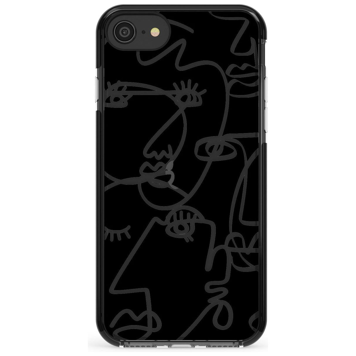 Continuous Line Faces: Clear on Black Pink Fade Impact Phone Case for iPhone SE 8 7 Plus