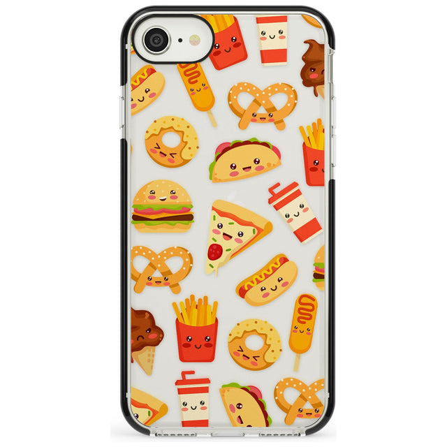 Fast Food Patterns Kawaii Fast Food Mix Phone Case iPhone 7/8 / Black Impact Case,iPhone SE / Black Impact Case Blanc Space