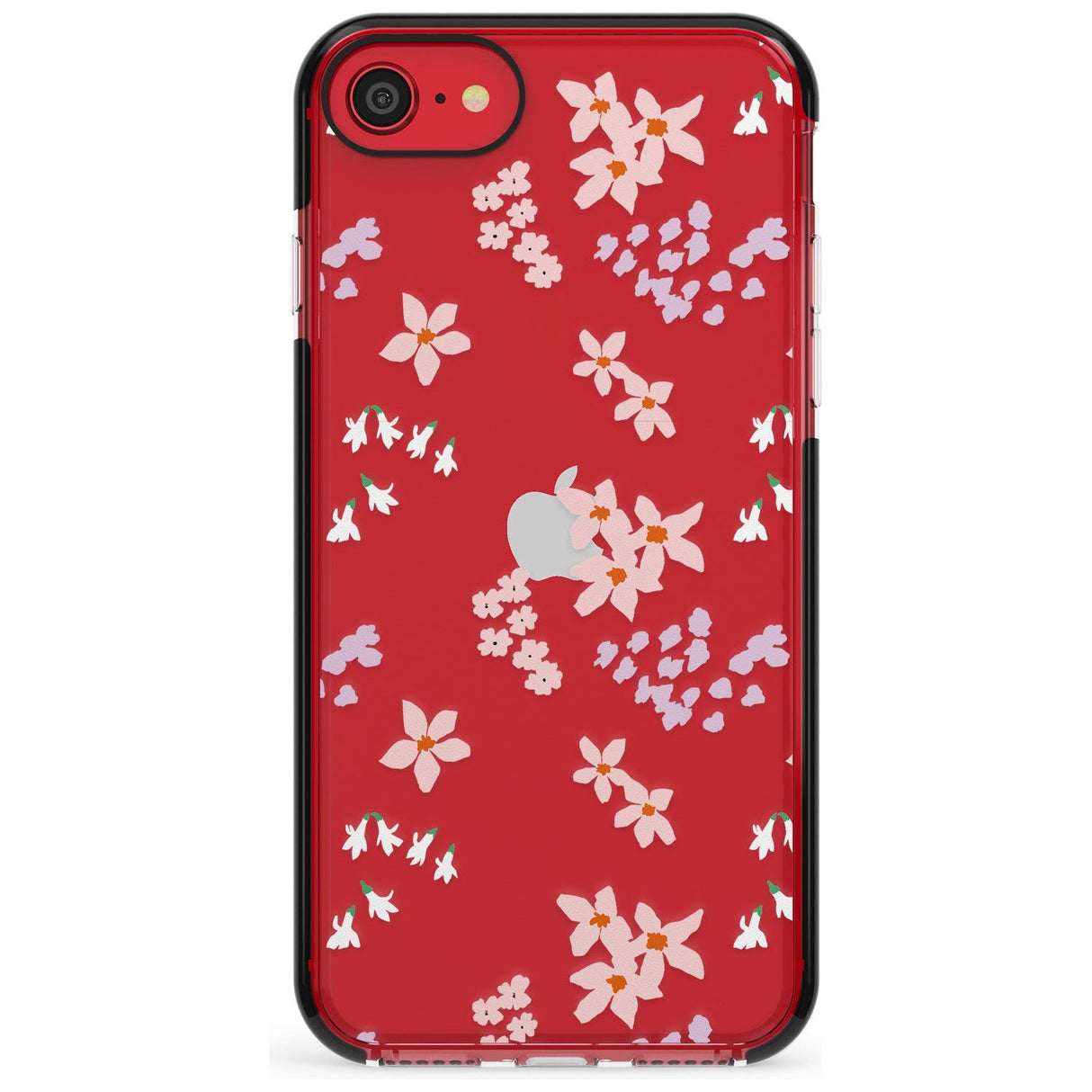 Pink & Purple Flower Mix: Clear Pink Fade Impact Phone Case for iPhone SE 8 7 Plus