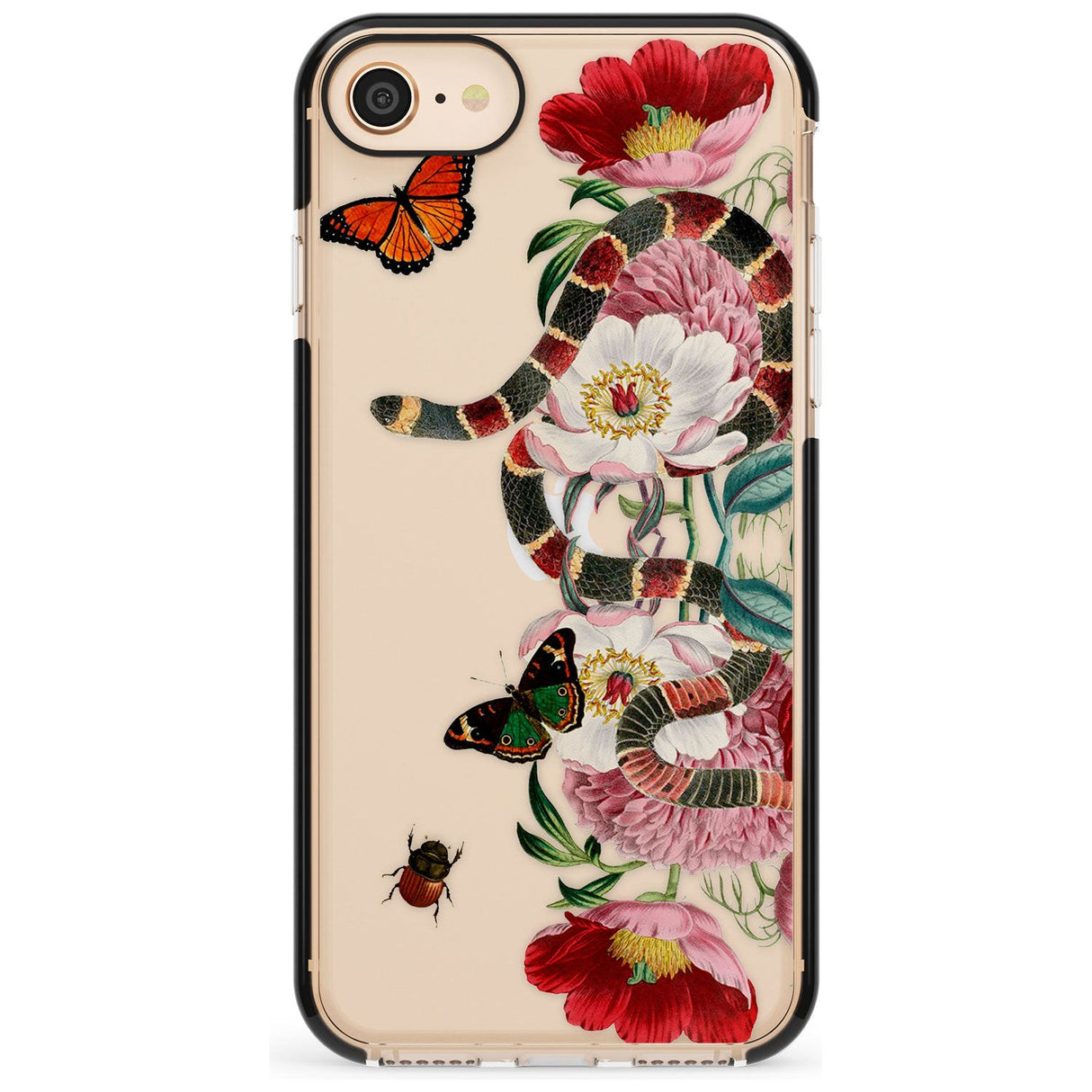 Floral Snake Pink Fade Impact Phone Case for iPhone SE 8 7 Plus