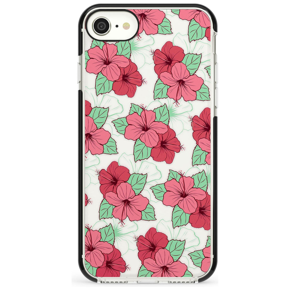 Pink Peony Black Impact Phone Case for iPhone SE 8 7 Plus