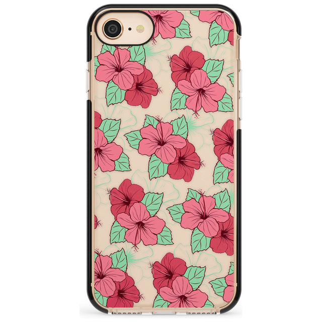 Pink Peony Black Impact Phone Case for iPhone SE 8 7 Plus