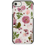 Natural Arrangement of Flowers & Leaves Design Black Impact Phone Case for iPhone SE 8 7 Plus