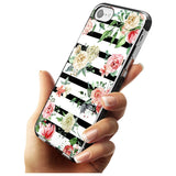 Bold Stripes & Flower Pattern Black Impact Phone Case for iPhone SE 8 7 Plus