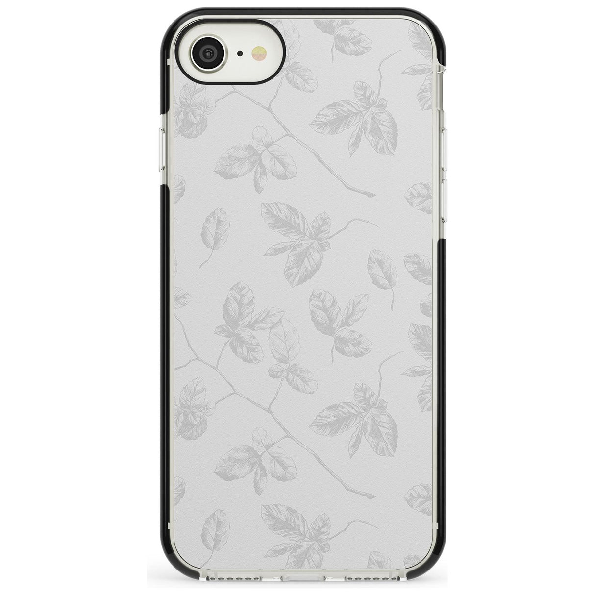 Grey Branches Vintage Botanical Black Impact Phone Case for iPhone SE 8 7 Plus