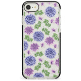 Purple Dahlias Transparent Floral Black Impact Phone Case for iPhone SE 8 7 Plus