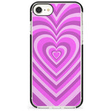 Pink Heart Illusion Black Impact Phone Case for iPhone SE 8 7 Plus