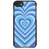 Blue Heart Illusion Black Impact Phone Case for iPhone SE 8 7 Plus