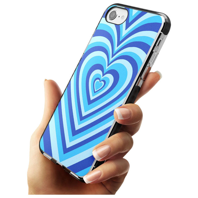 Blue Heart Illusion Black Impact Phone Case for iPhone SE 8 7 Plus